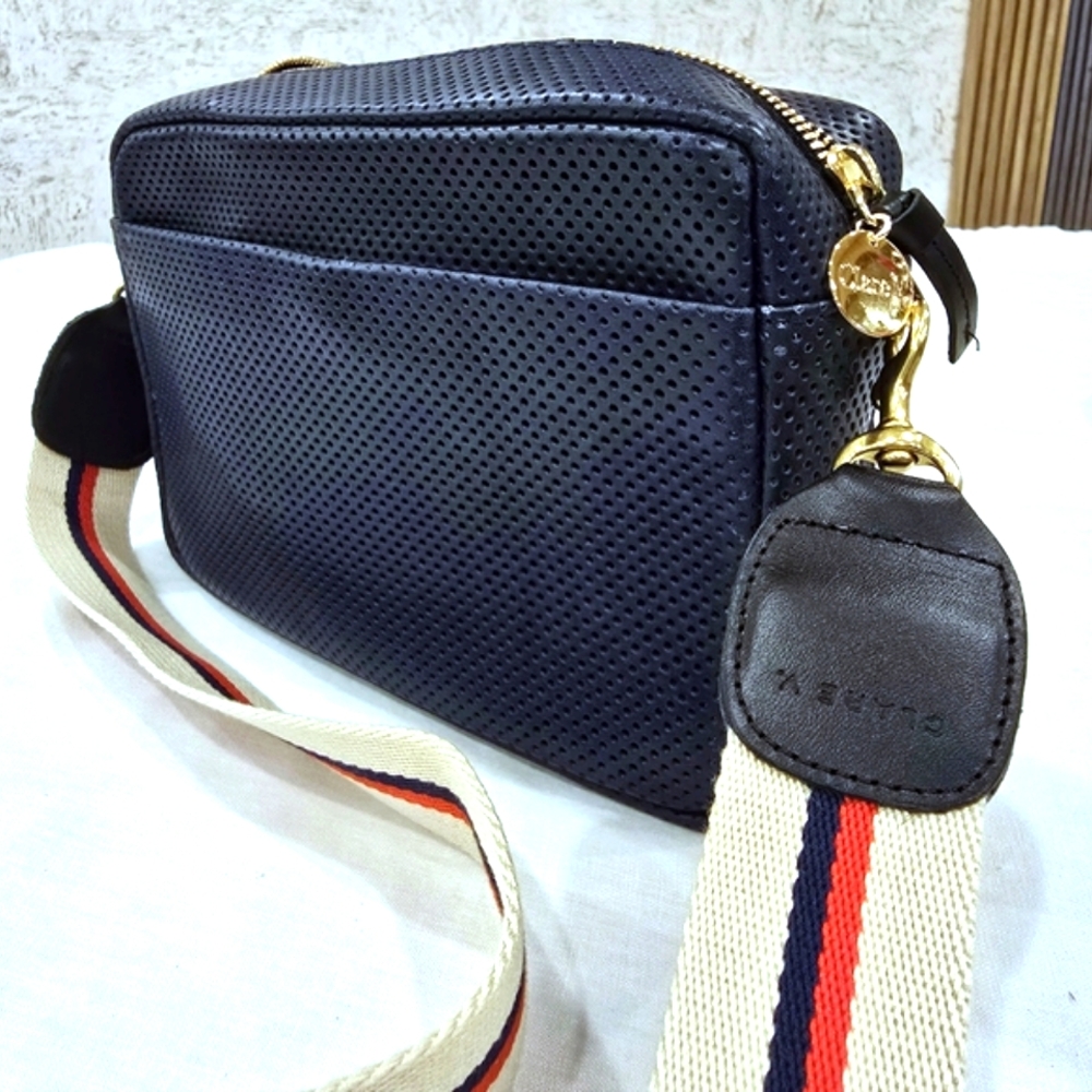 Clare V - Navy Marisol Crossbody bag-  PERFORATED Brand New + 2 Bonus straps